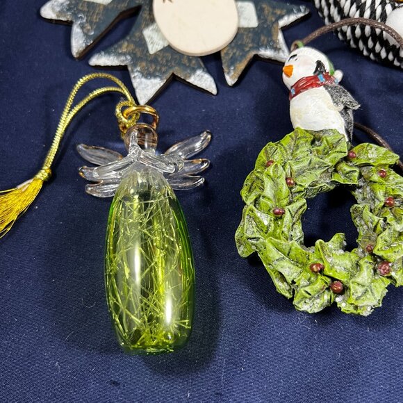 Assorted Christmas Ornaments Set Of 10+ Including Santa Snowman Wreaths & Angel - Picture 2 of 10